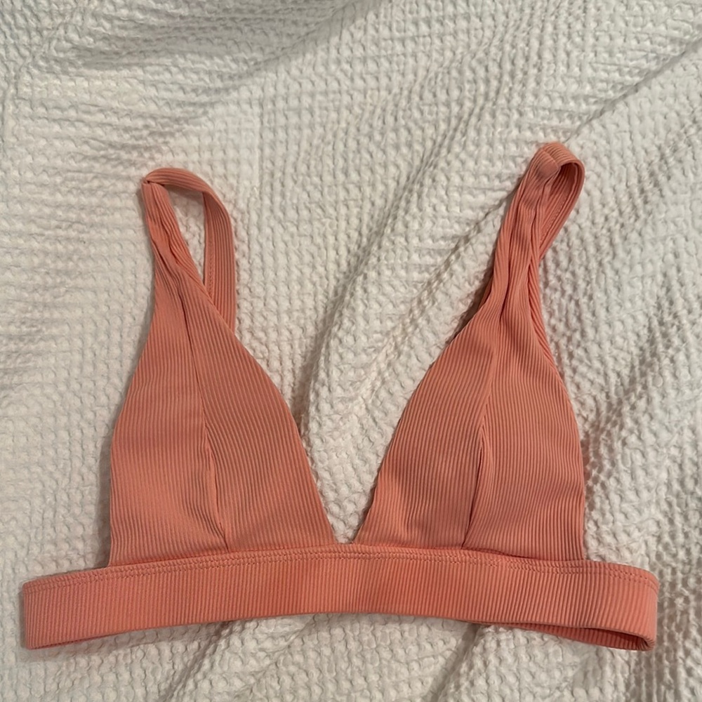 Peach Ribbed bikini top
